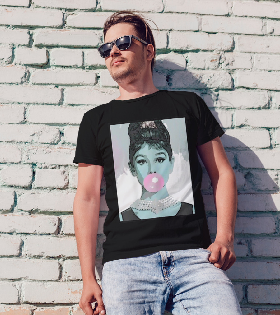 Audrey H Iconic Portrait Bubblegum Classic T-Shirt