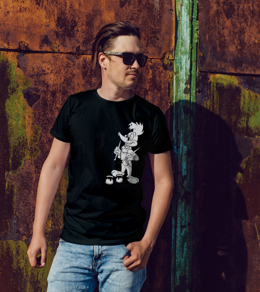 Woody Woodpecker Black And White Paint Drip T-Shirt