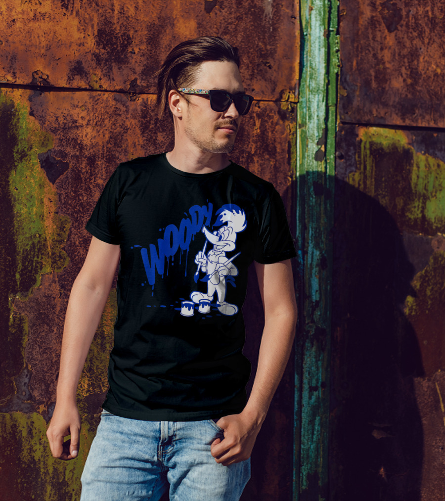 Woody Woodpecker Blue Paint Drips And Brushes Classic T-Shirt