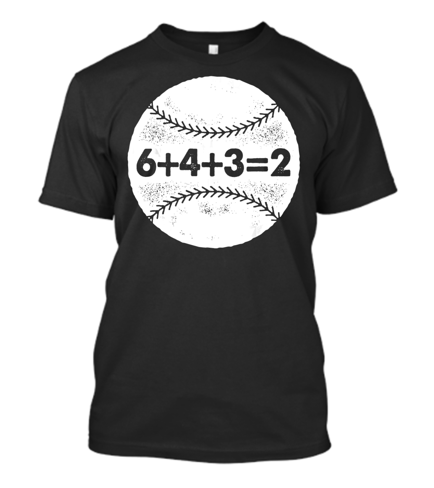 6+4+3=2 Double Play Baseball Concept White Stitched Ball T-Shirt