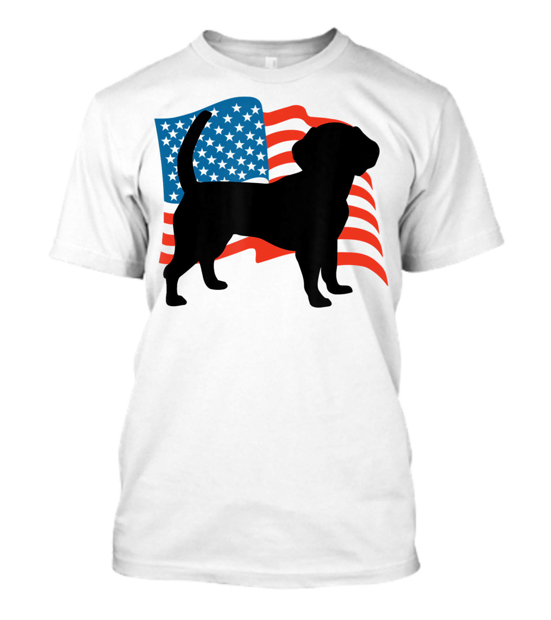 Beagle Dog Silhouette With American Flag For 4th Of July T-Shirt
