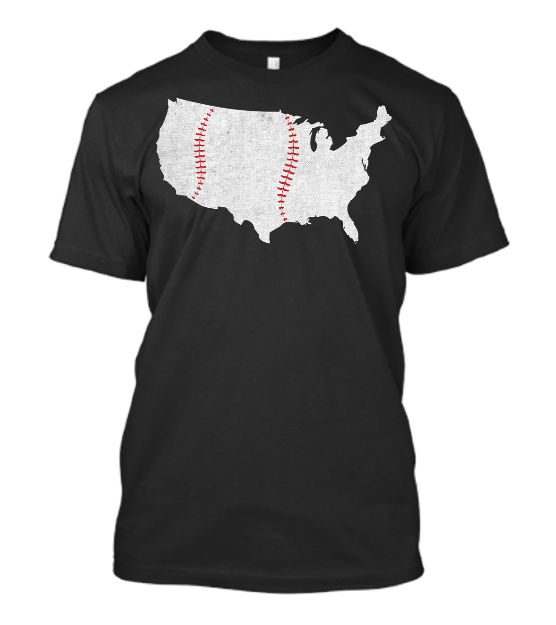 Baseball Stitched USA Map America's Pastime T-Shirt