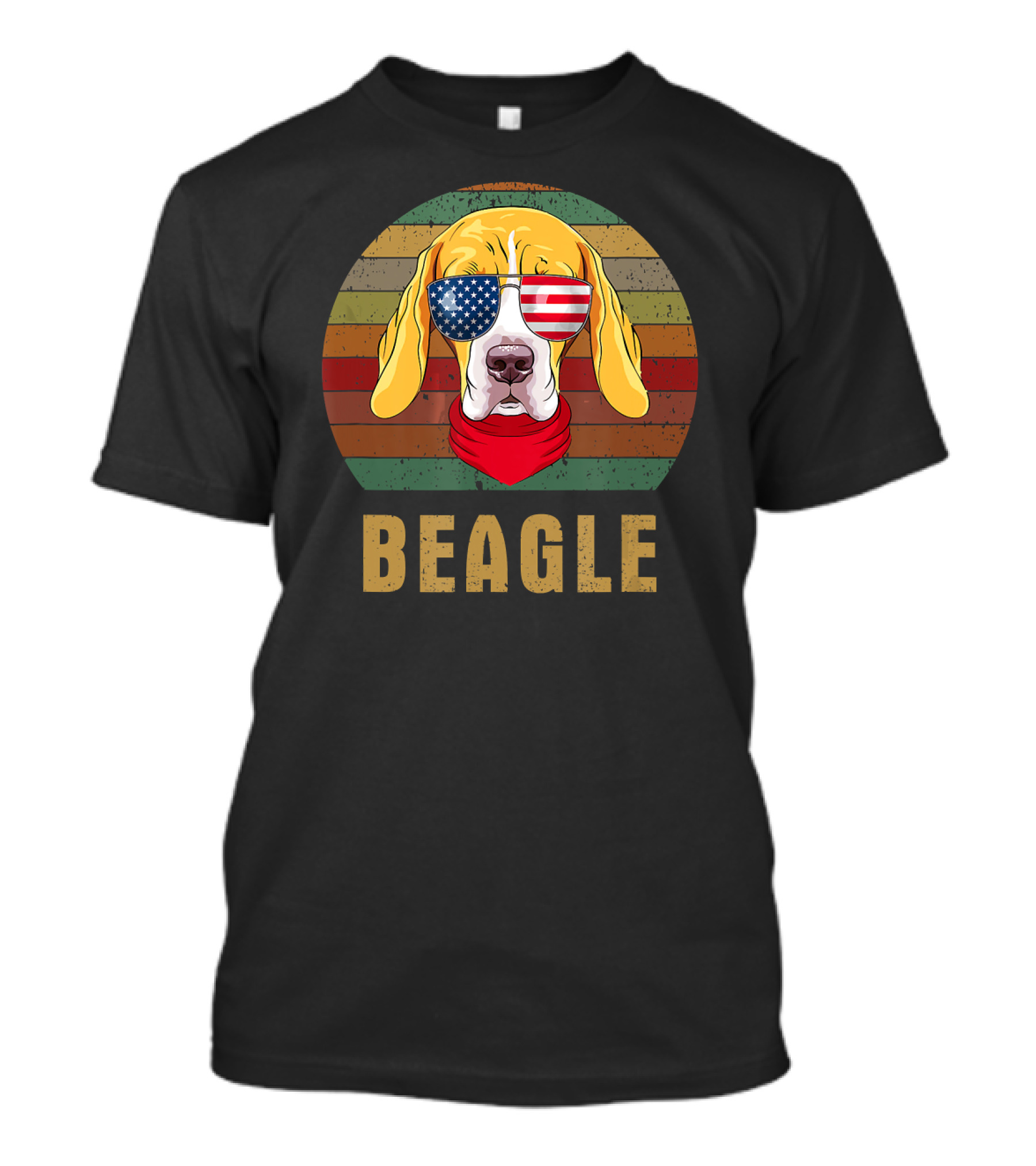 Beagle American Flag Sunglasses T-Shirt