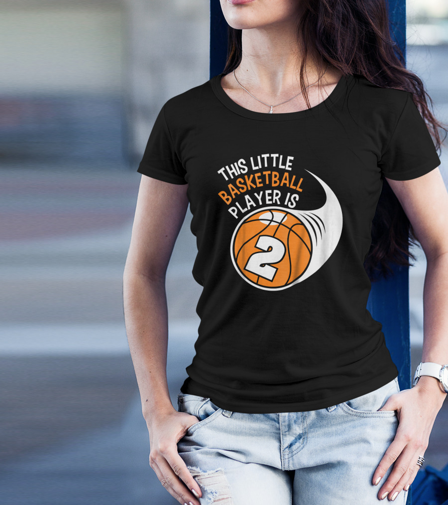 This Little Basketball Player Is 2 Kids 2nd Birthday Boys Basketball T-Shirt