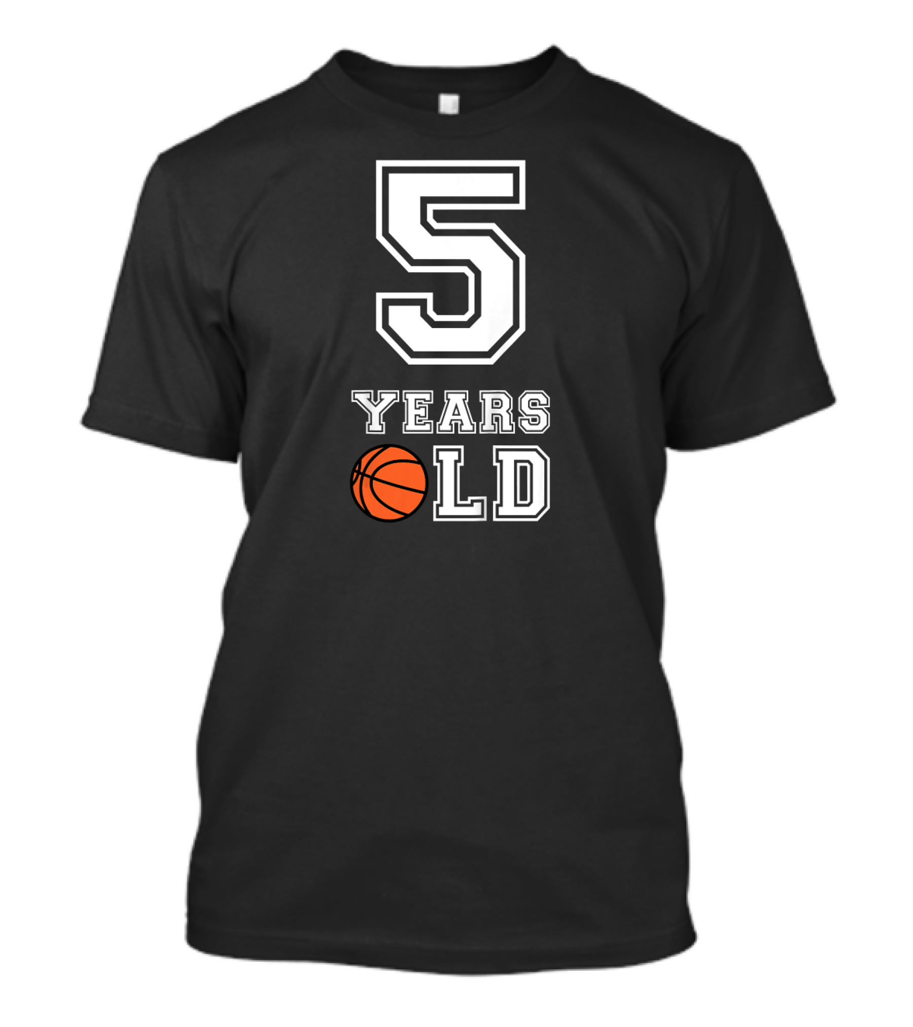 Kids 5 Years Old Basketball Birthday T-Shirt