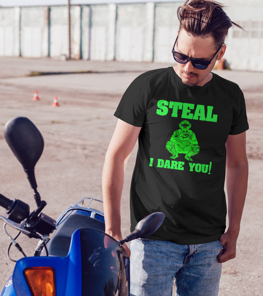 STEAL I DARE YOU Kids Baseball Catcher T-Shirt