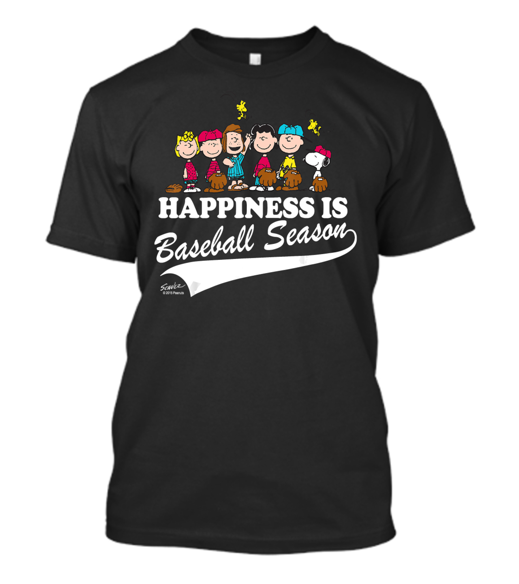 Happiness Is Baseball Season Peanuts Characters Playing With Snoopy T-Shirt