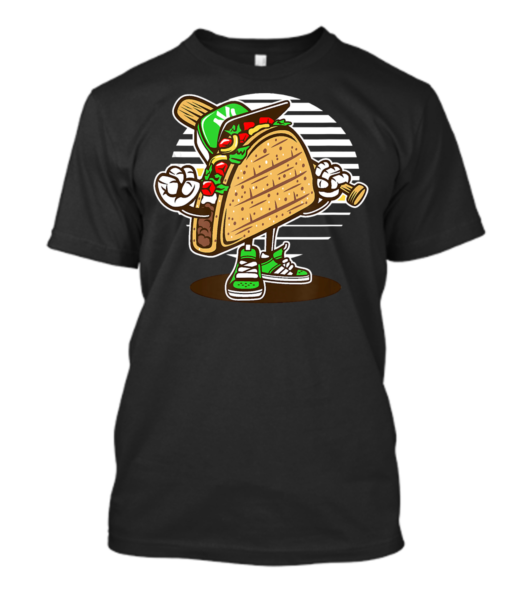 Taco Baseball Baseball Playing Taco Character With Cap And Bat T-Shirt