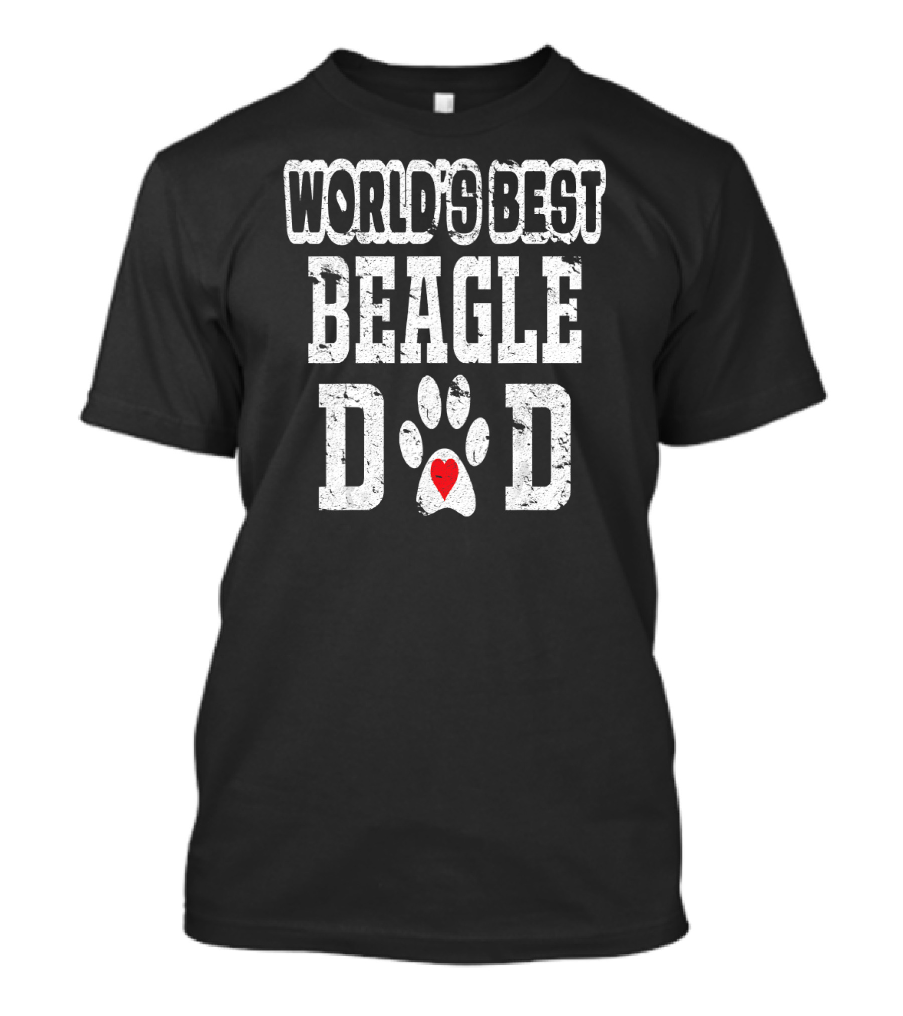 World's Best Beagle Dad Dog Lover Paw Heart Distress T-Shirt