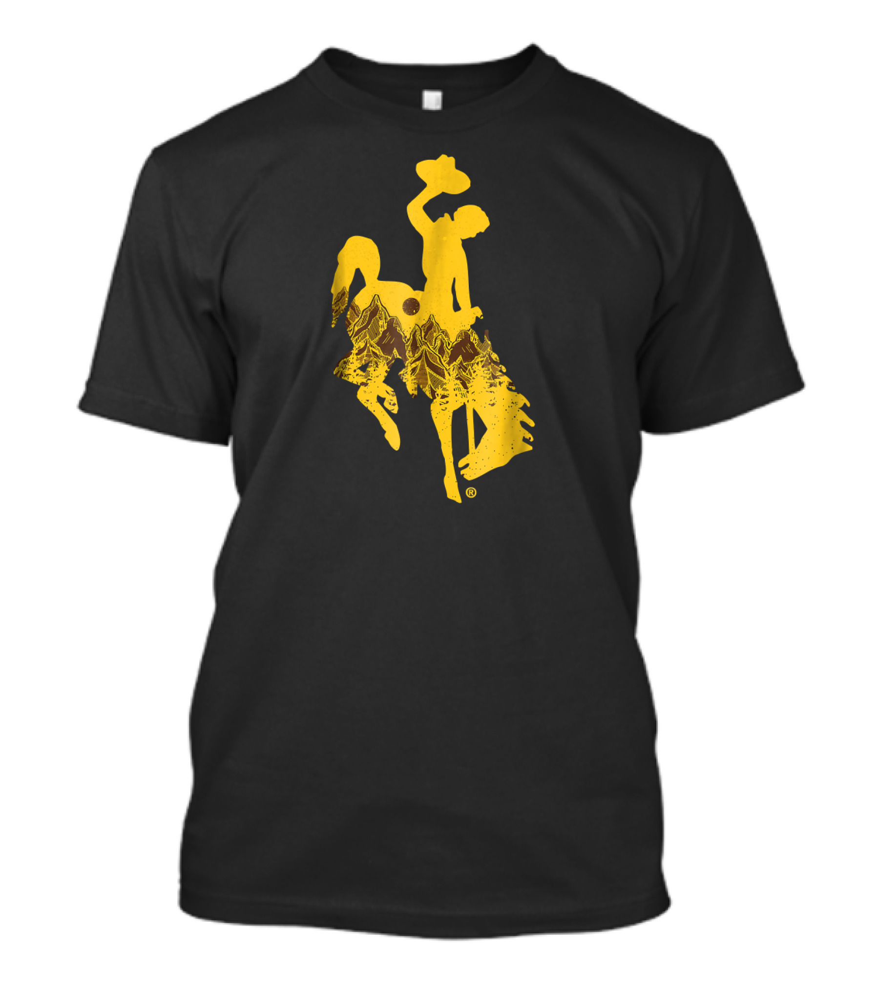 Wyoming Cowboys Steer Rider With Mountain T-Shirt