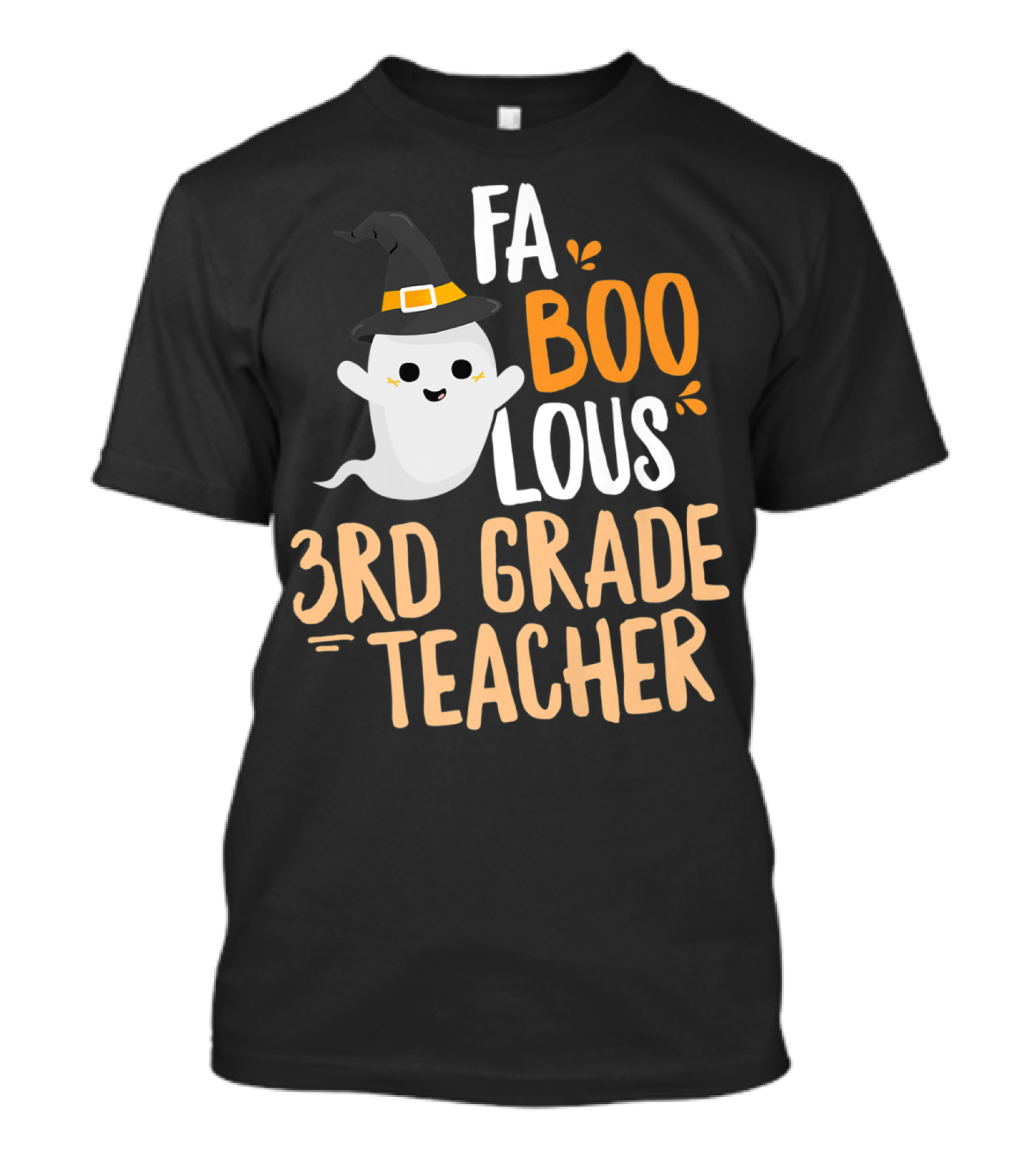 3rd Grade Teacher Faboolous Ghost With Witch Hat Halloween T-Shirt