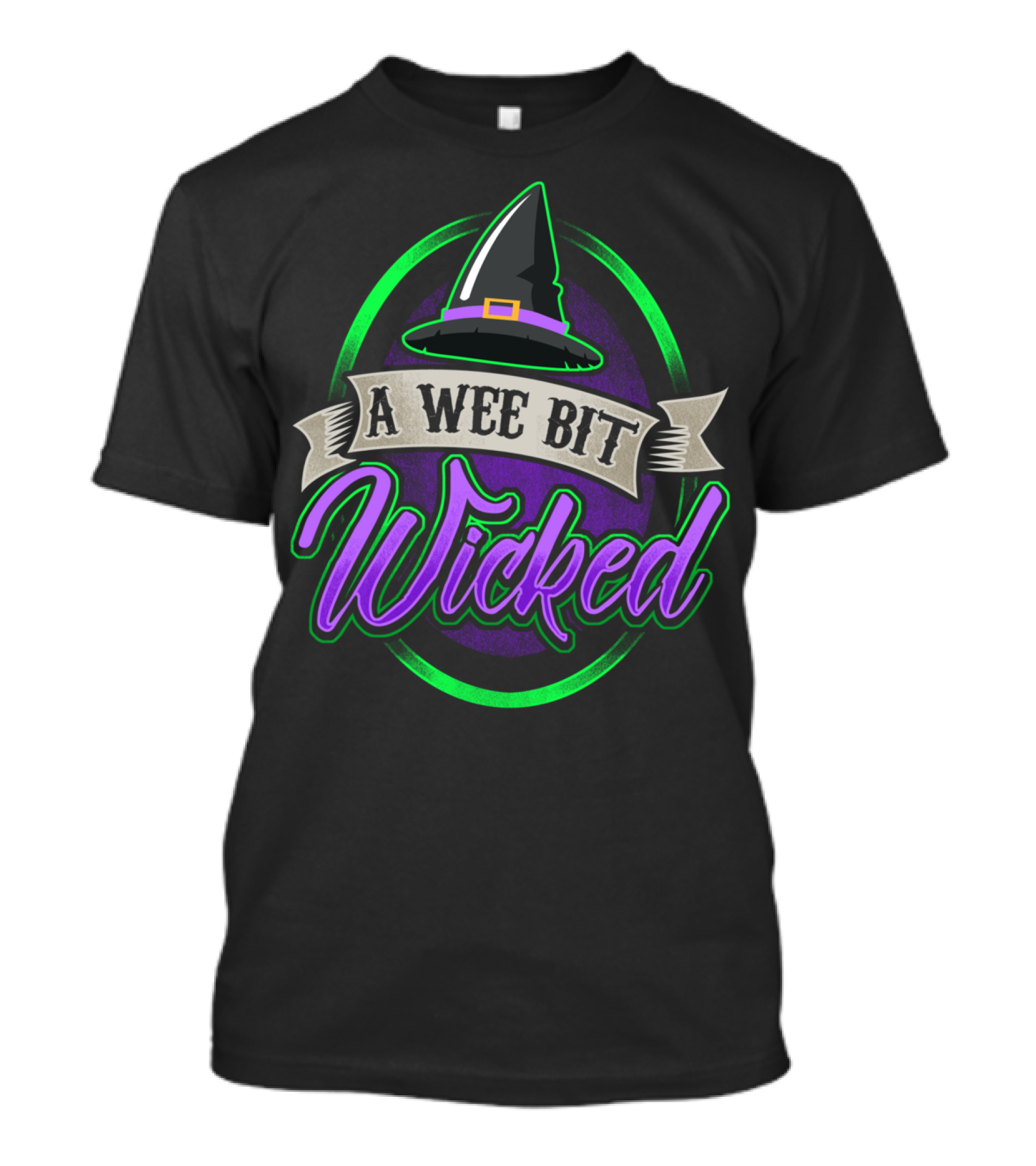 A Wee Bit Wicked Witch Hat Halloween Purple And Green T-Shirt