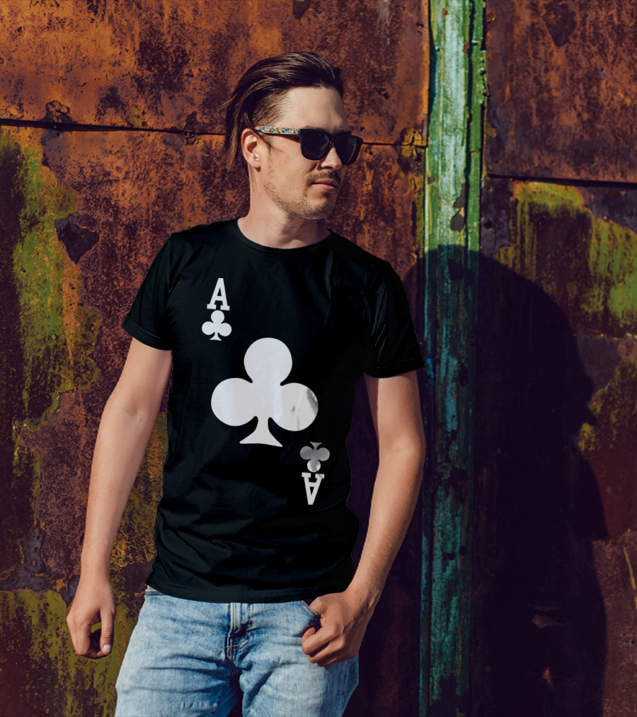 Ace Of Clubs Card Costume Dark Halloween Poker T-Shirt