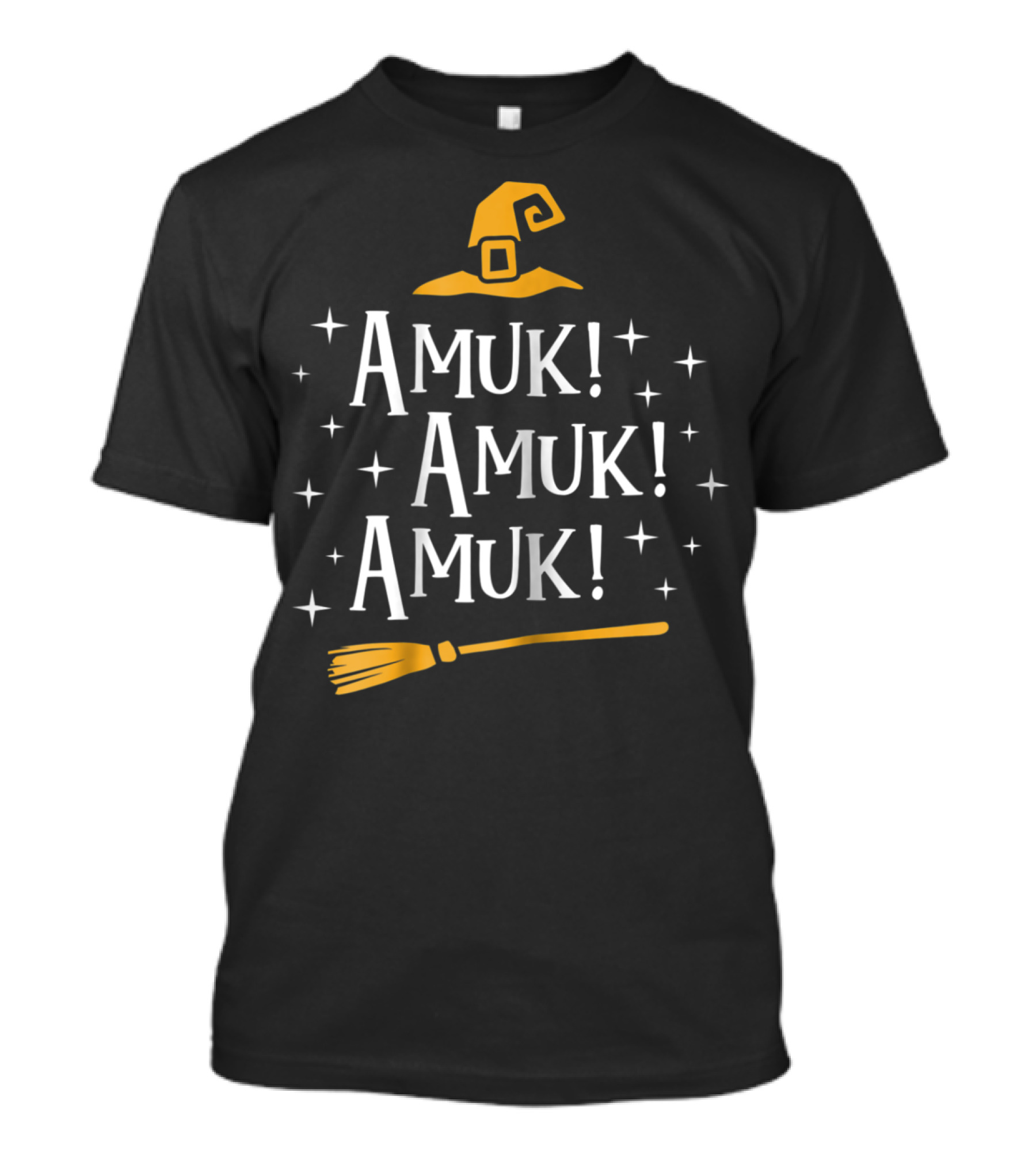 Hocus Pocus Amuk Amuk Amuk Cute Costume Sisters Witches Hat Broomstick T-Shirt