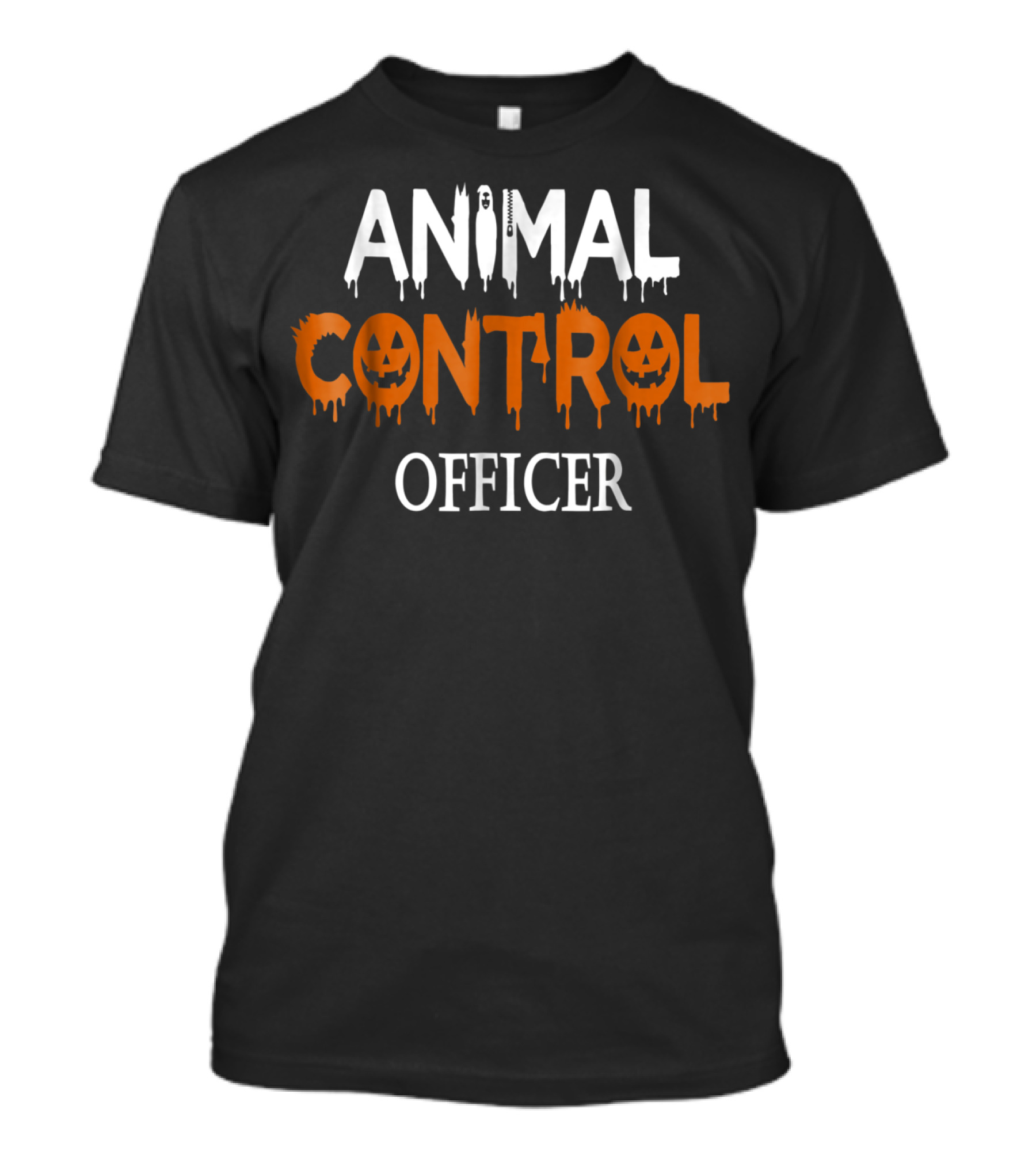 Animal Halloween Control Officer Pumpkin Faces T-Shirt