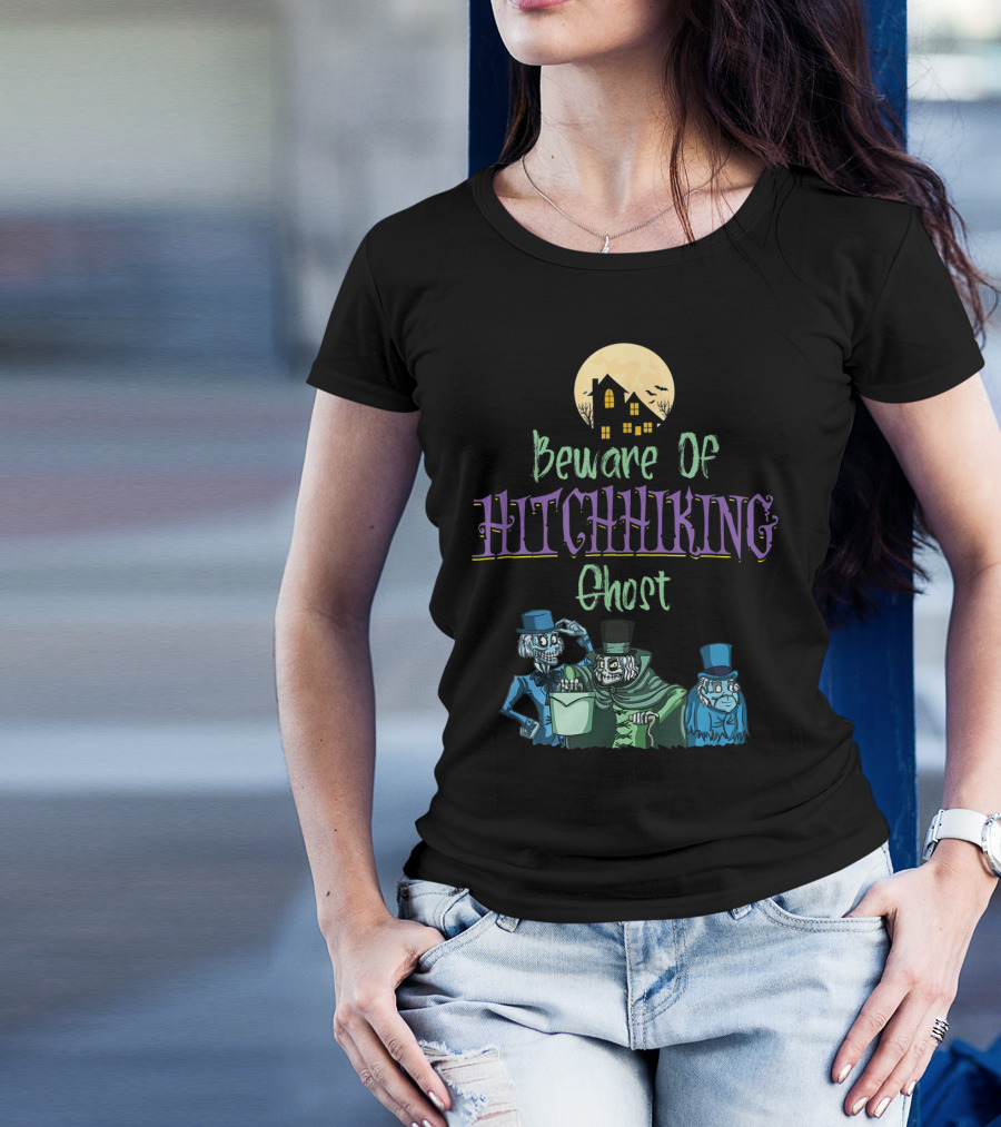 Beware Of Hitchhiking Ghosts Haunted Mansion Moonlight Trio T-Shirt
