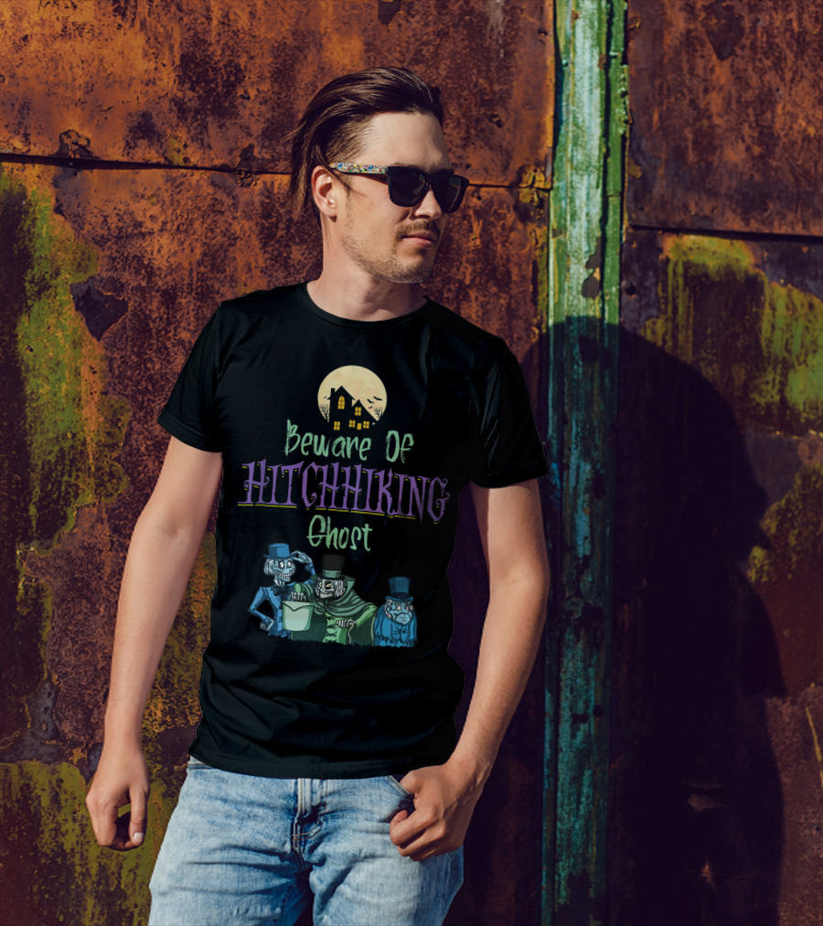 Beware Of Hitchhiking Ghosts Haunted Mansion Moonlight Trio T-Shirt