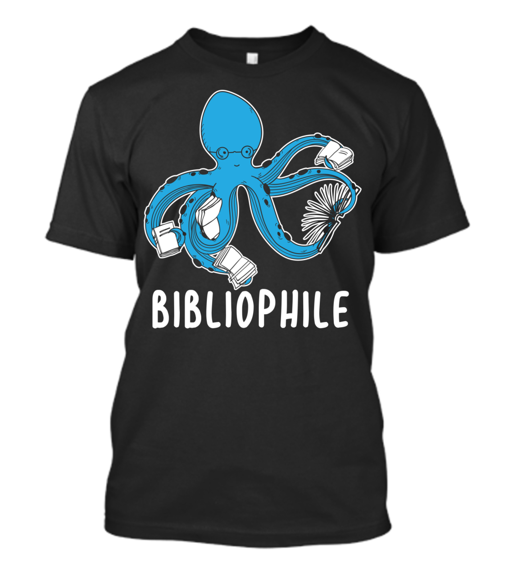 Bibliophile Octopus With Books And Glasses T-Shirt