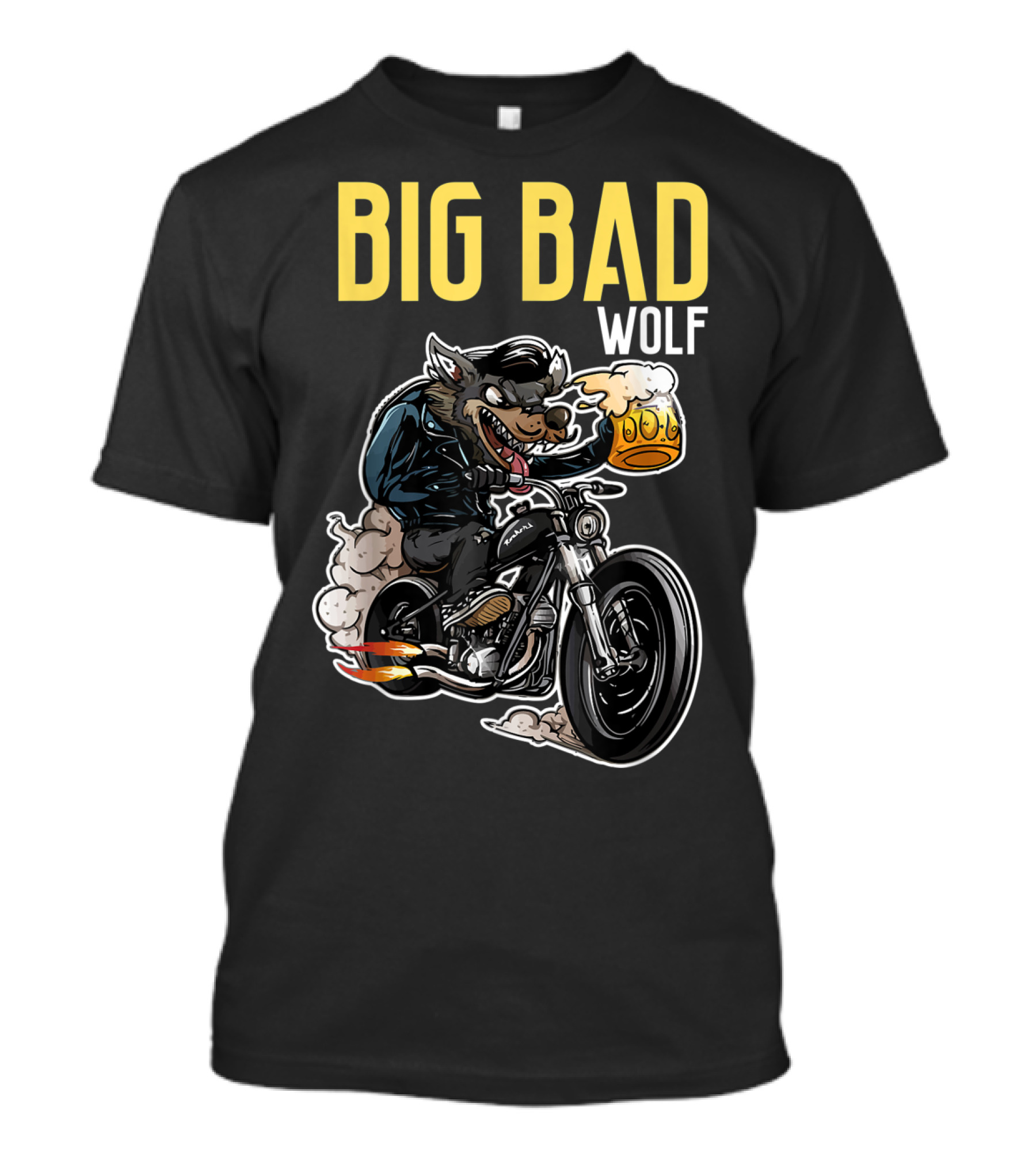 Big Bad Wolf Motorcycle Biker Crown T-Shirt