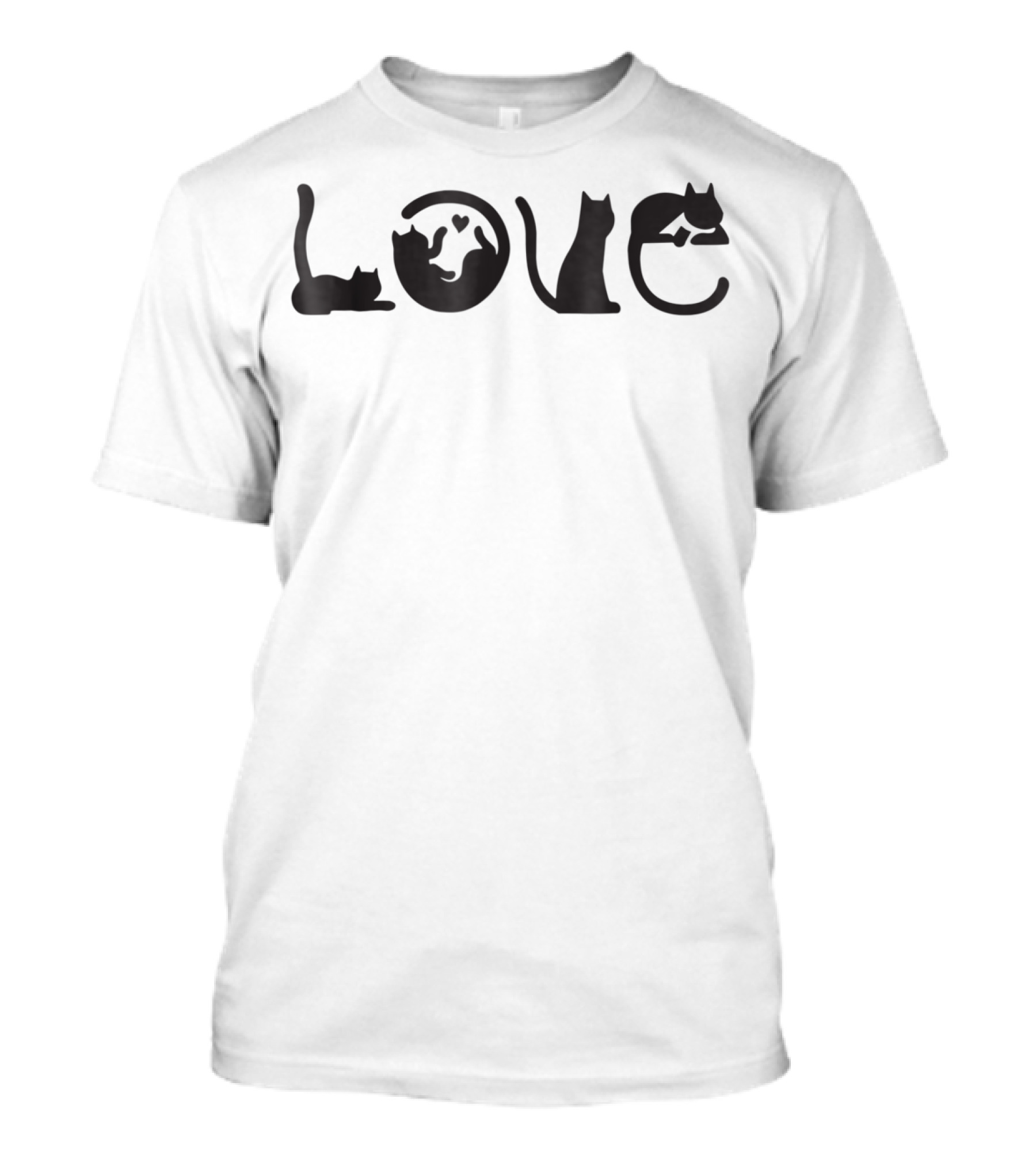 Black Cat Love Heart Silhouette Black Cat Cats T-Shirt