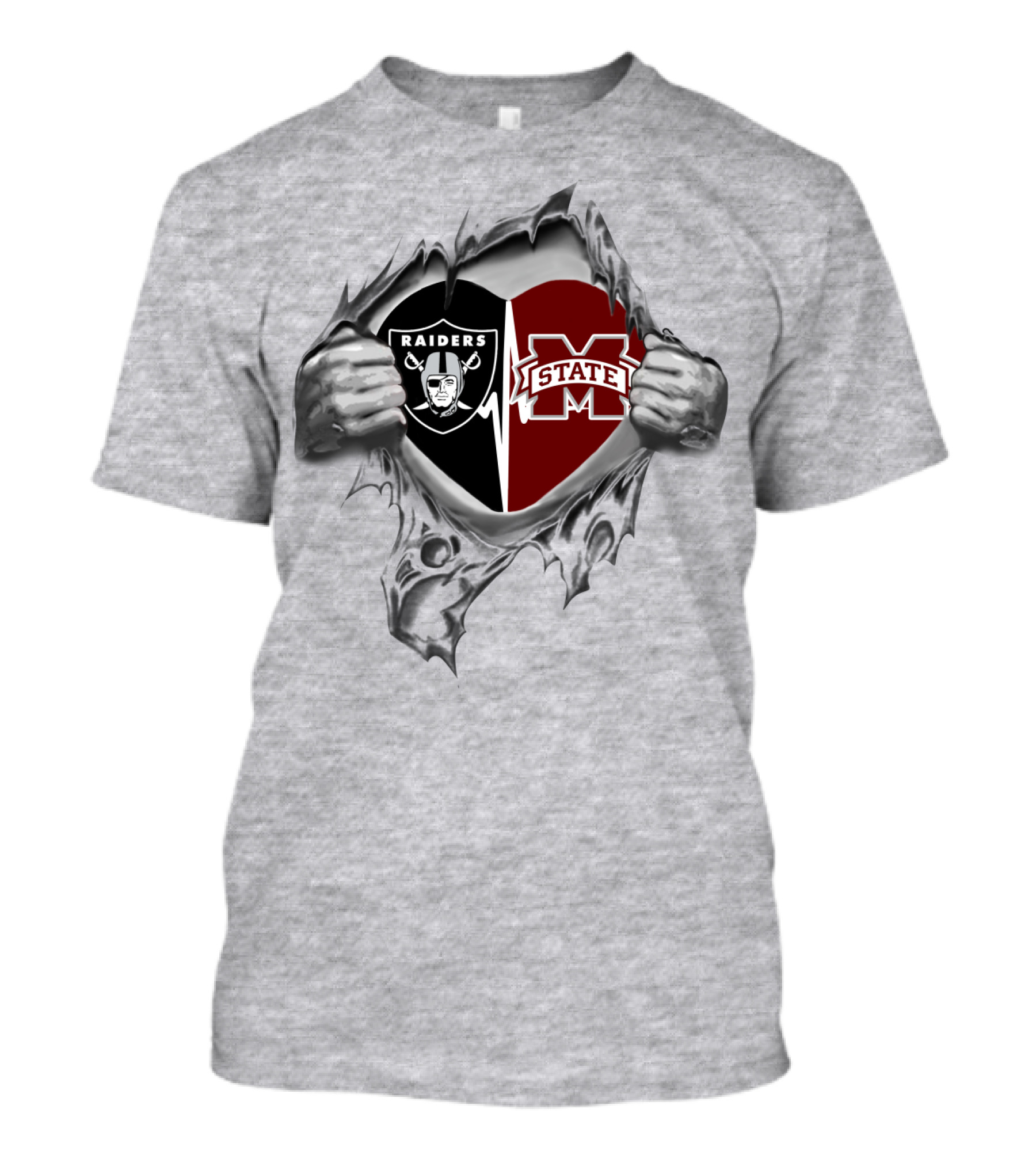 Raiders MS State Logo Heart T-Shirt