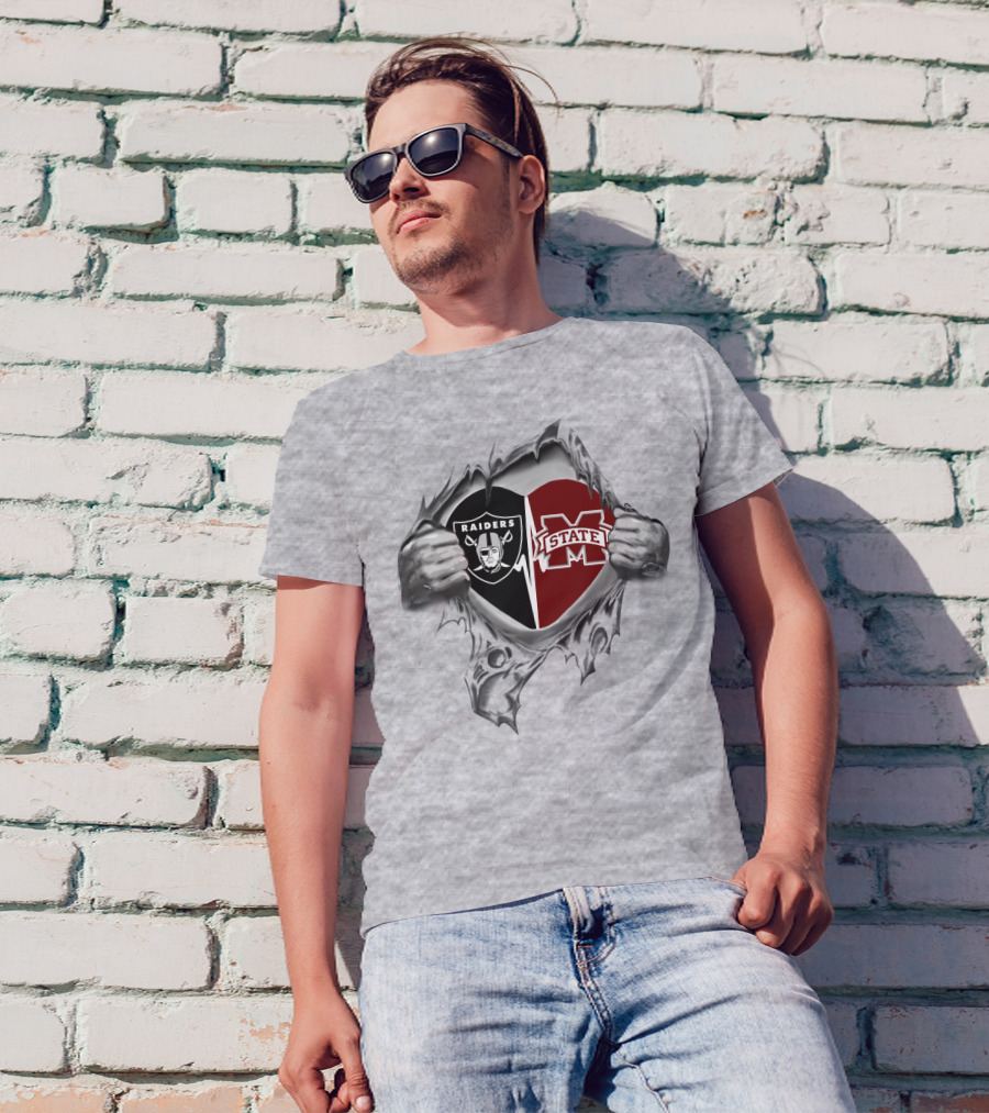 Raiders MS State Logo Heart T-Shirt