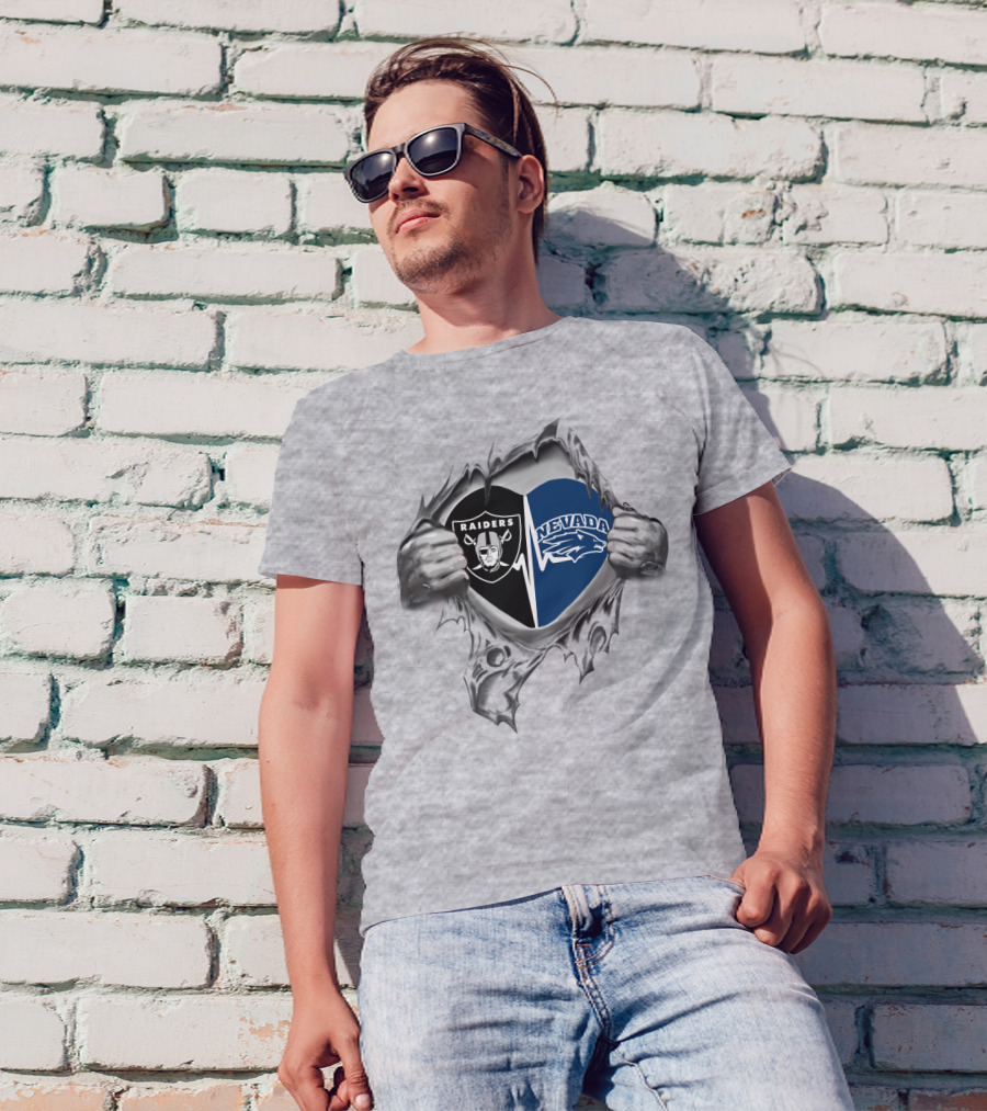 Raiders Nevada Pride Heart Split T-Shirt