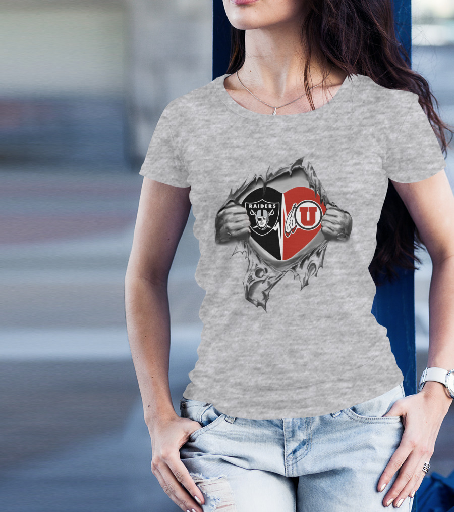 Raiders Utah Utes Split Heart T-Shirt