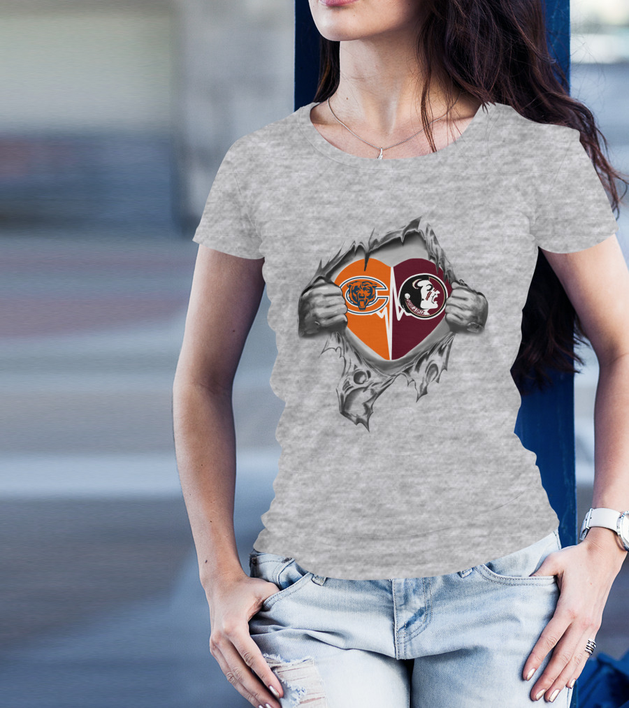 Bears Seminoles Heart Logo T-Shirt