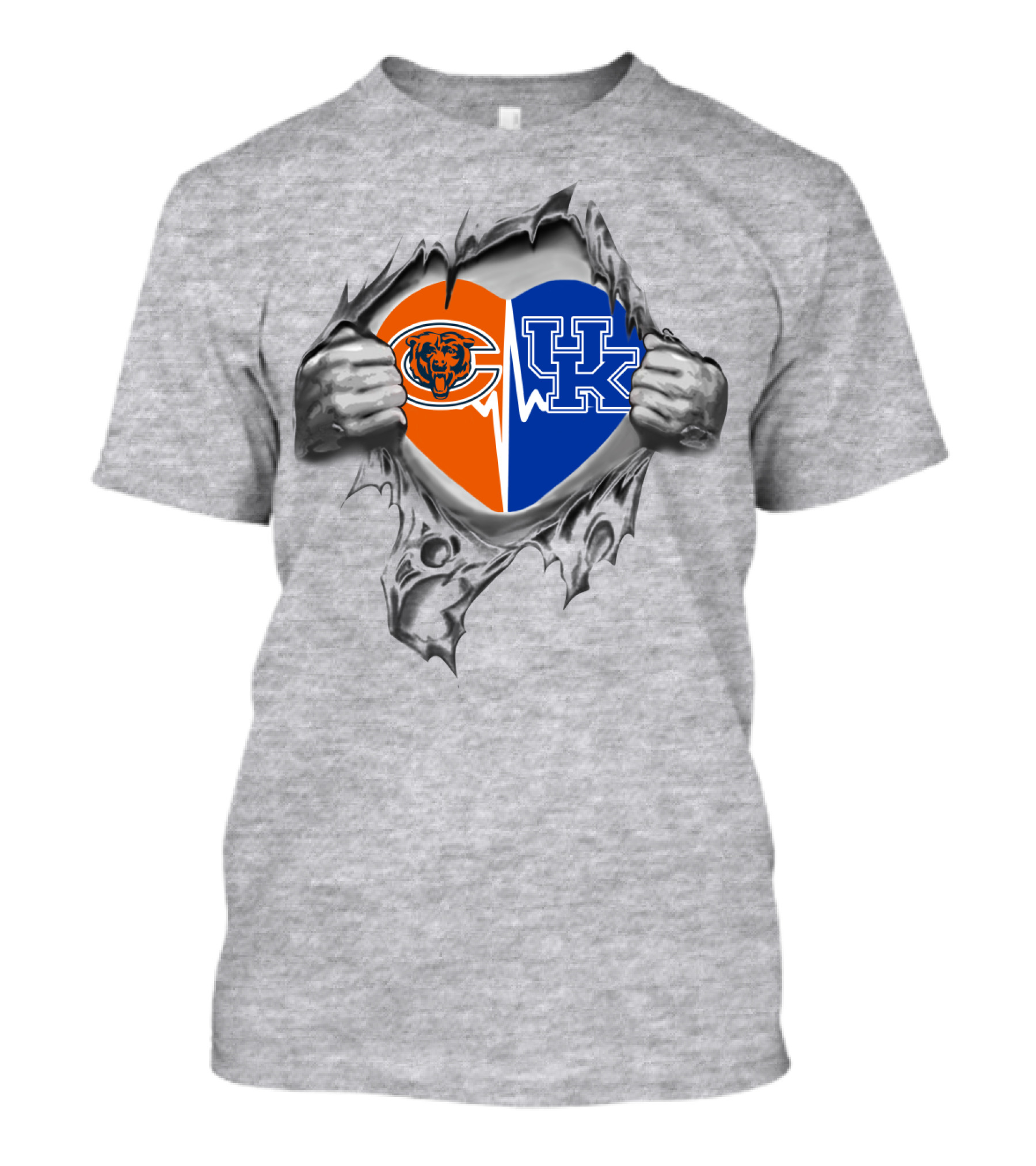 Bears Kentucky Crossover Heart Design With Chicago Bears And University Of Kentucky T-Shirt