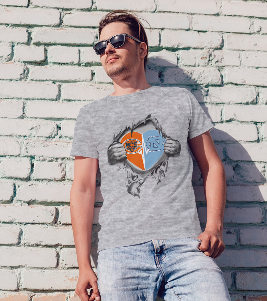 Bears Tar Heels Heart Break Open Logo Fusion T-Shirt