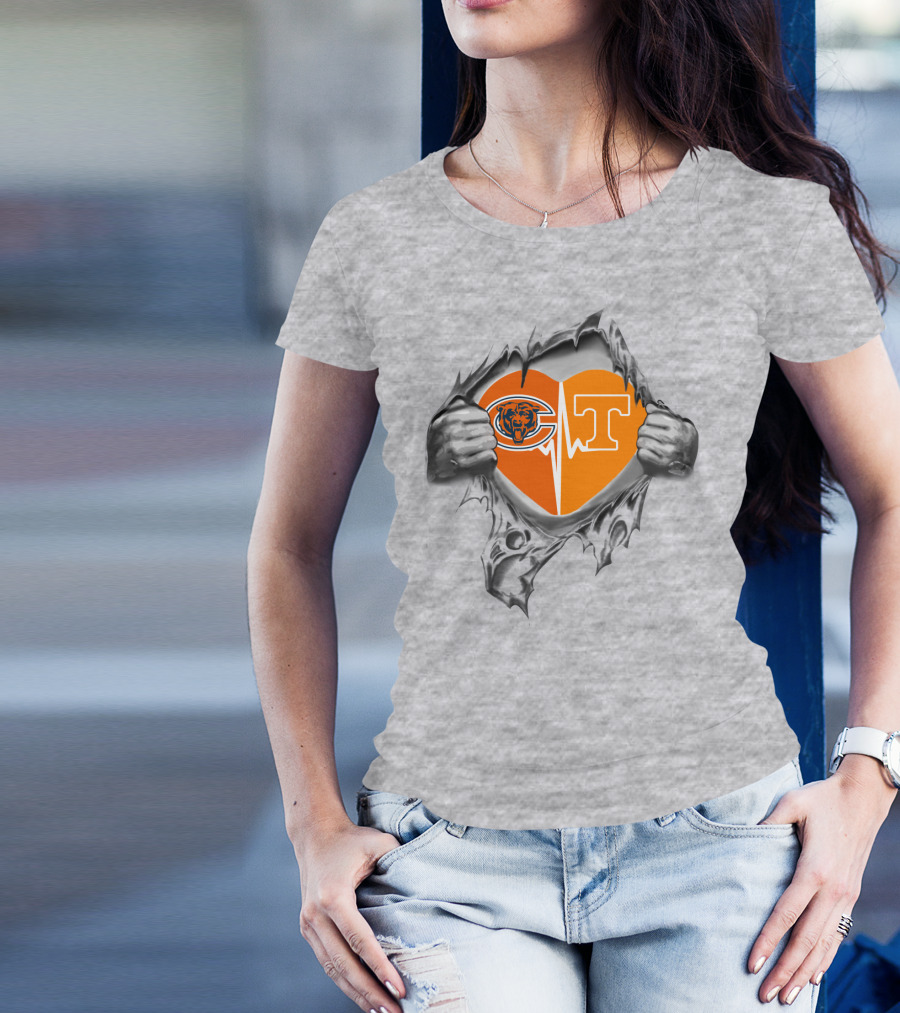 Bears Tennessee It's In My Heart Chicago Logo And University Of Tennessee Heart T-Shirt