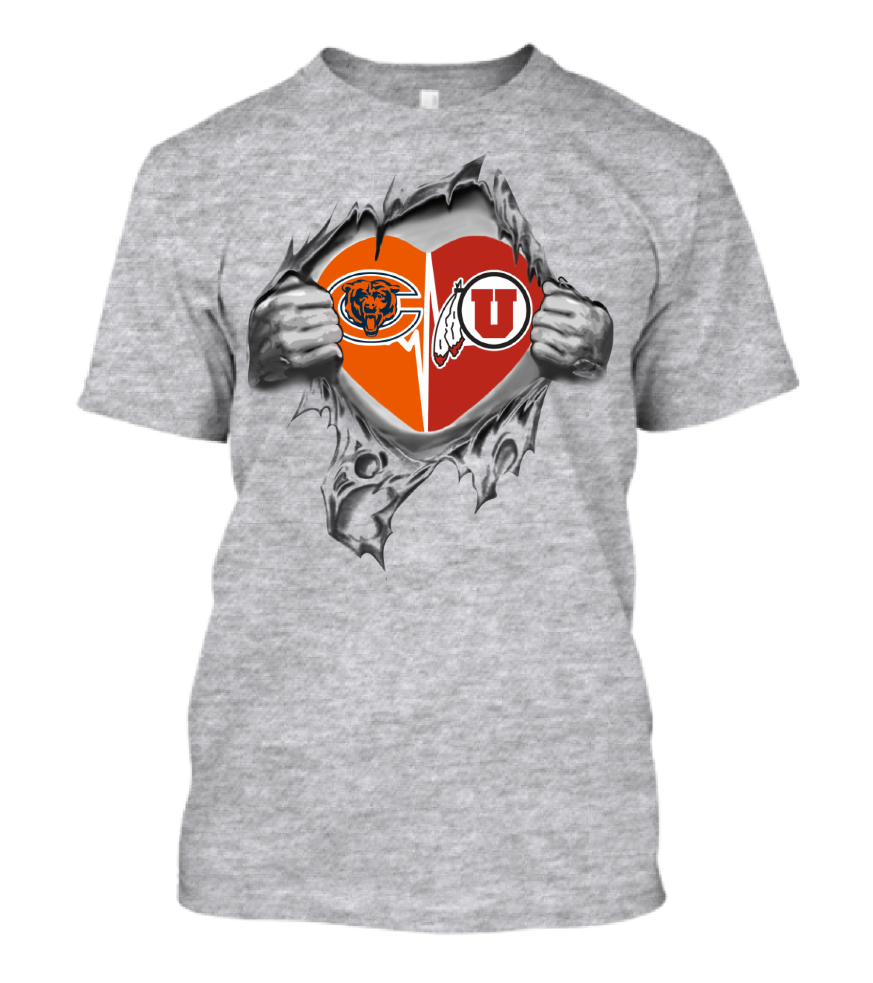 Bears Utah Utes Heart Tear Dual T-Shirt