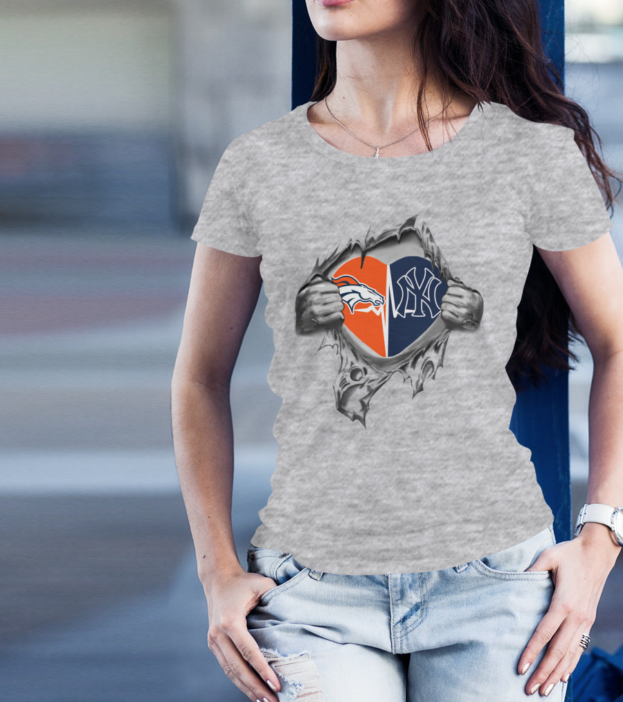 Broncos Yankees Heart T-Shirt
