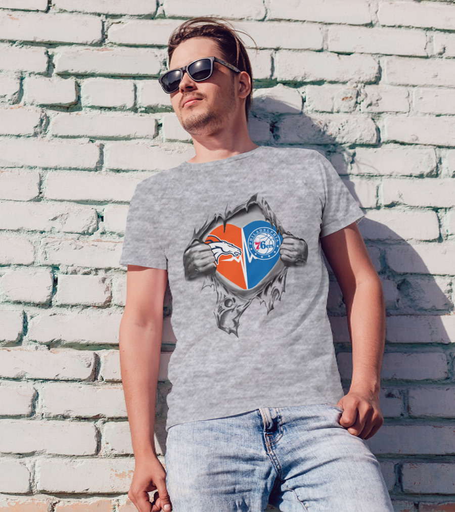 Broncos 76ers Heart Torn T-Shirt