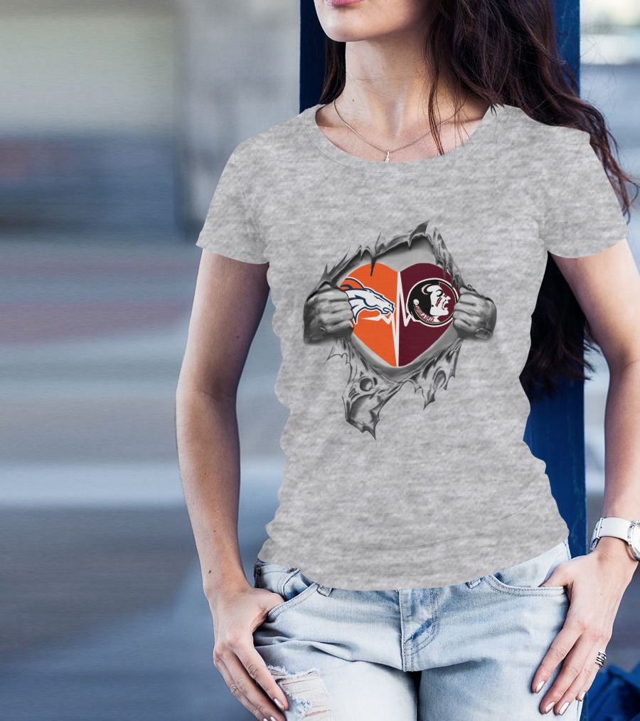 Broncos Seminoles Heart T-Shirt