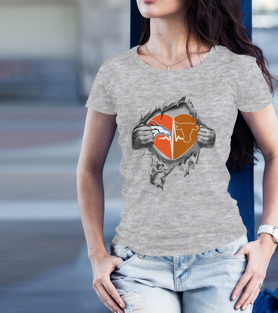 Broncos Longhorn Heart Combo T-Shirt