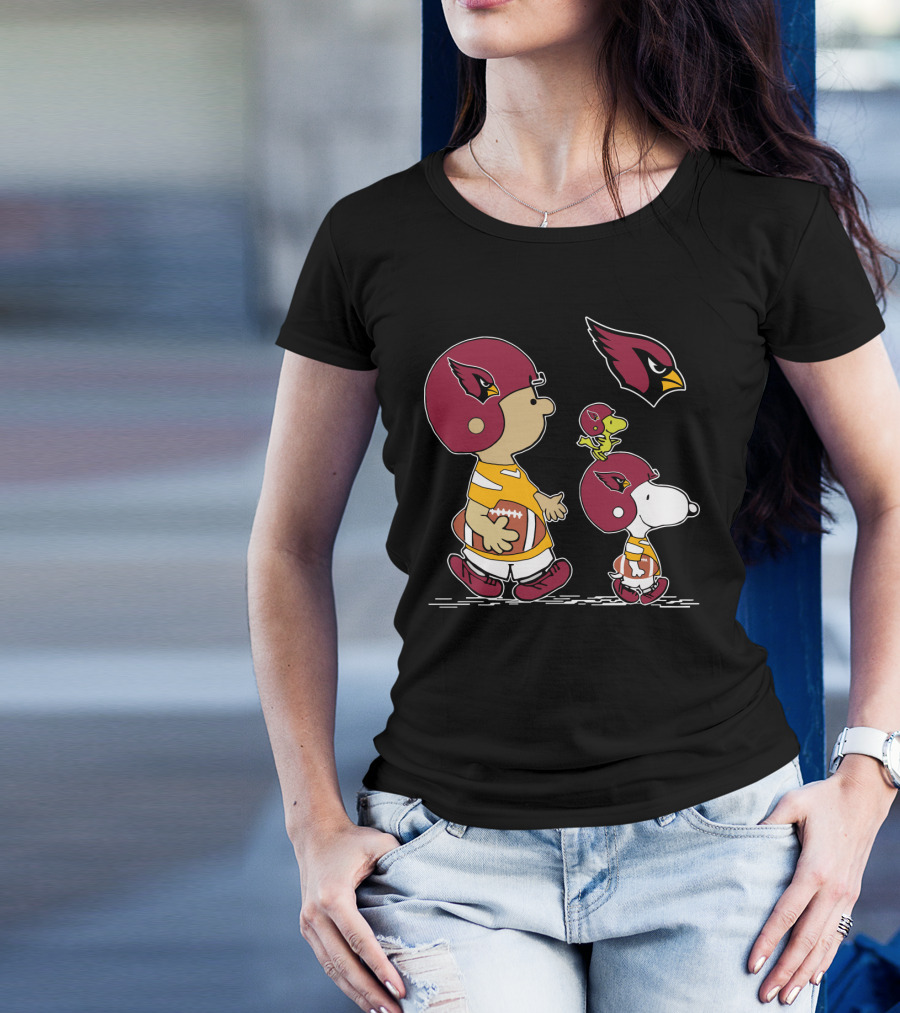 Cardinals Snoopy Woodstock Football Charlie Brown Peanuts Helmet T-Shirt