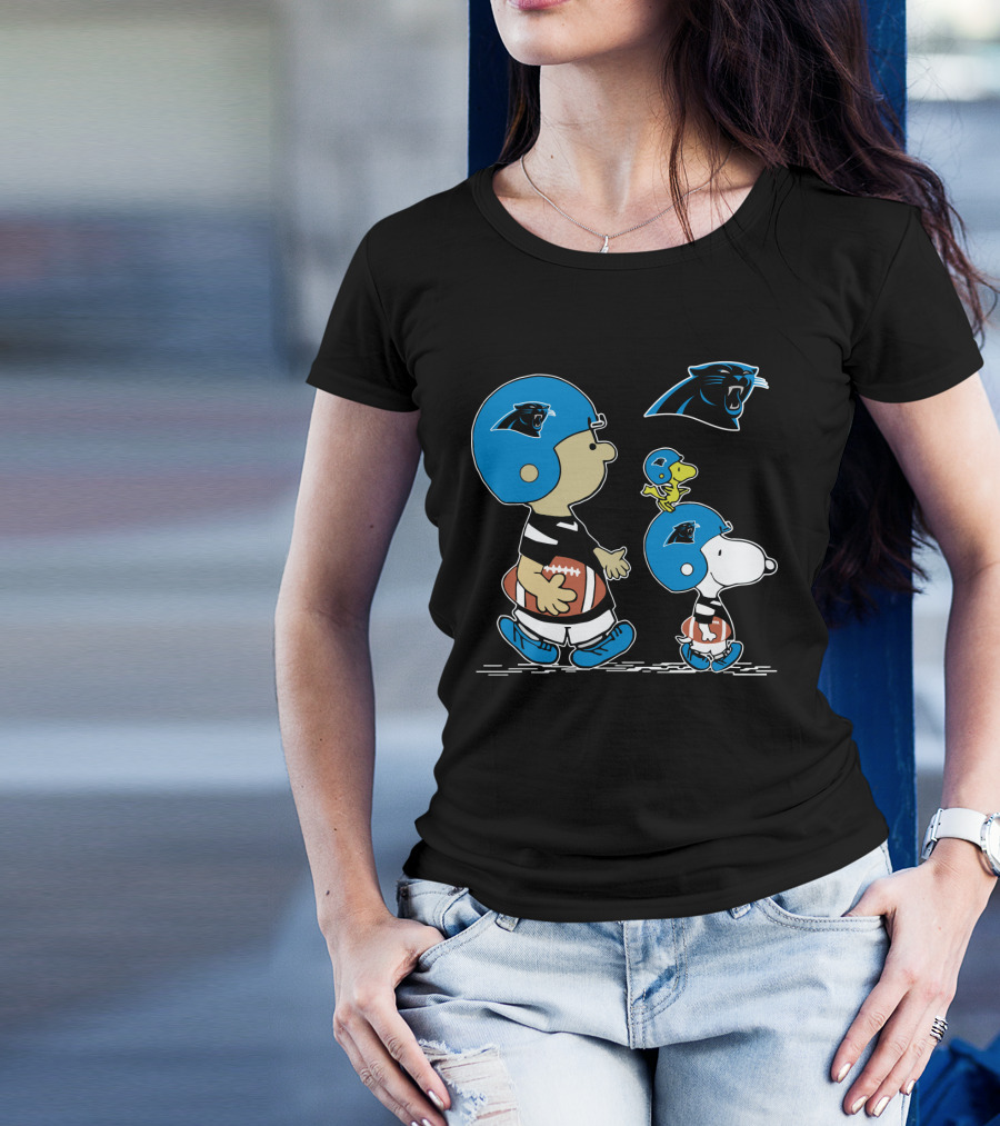 Panthers Snoopy Football Helmet Peanuts Cartoon Characters T-Shirt