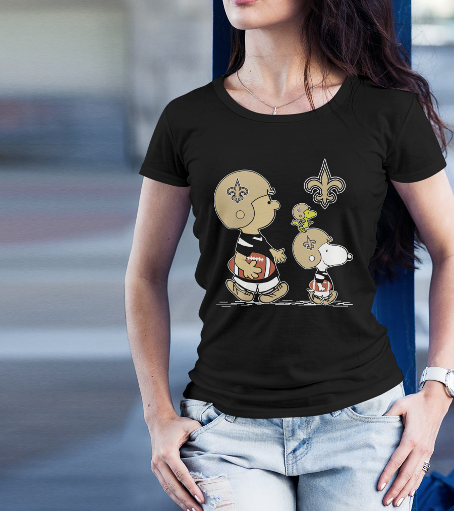 New Orleans Saints Snoopy Peanuts Football Characters Walking T-Shirt