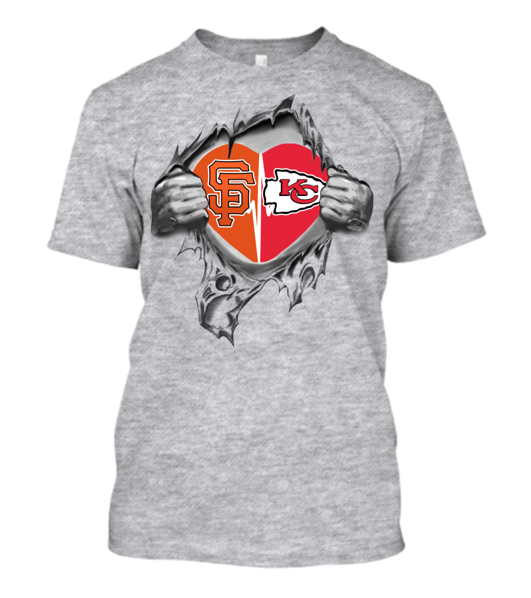 Chiefs Giants Heart Logos Sports Passion T-Shirt