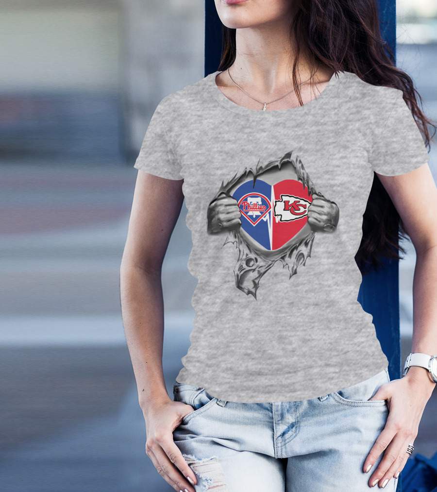 Phillies Chiefs Heart Combined Fan Spirit T-Shirt