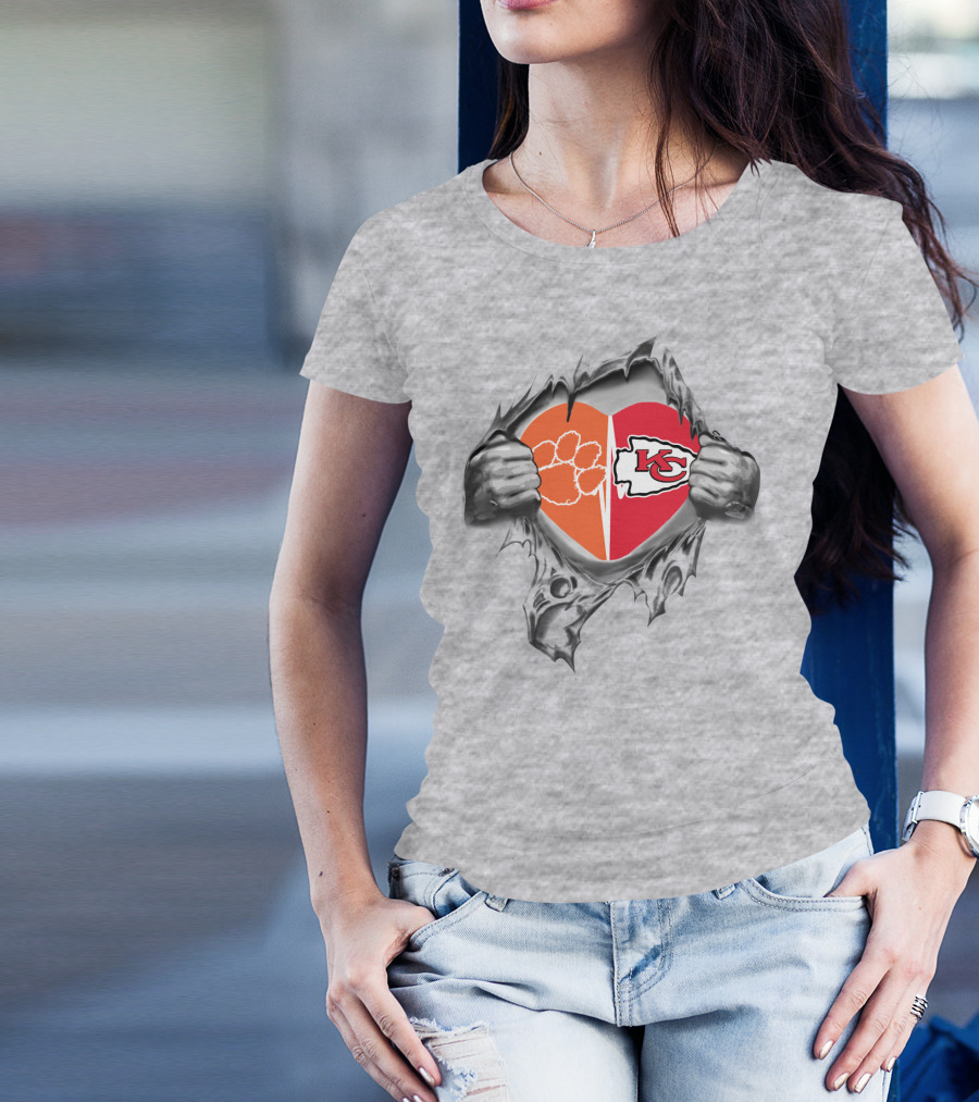 Chiefs Clemson Tigers Heart Division T-Shirt