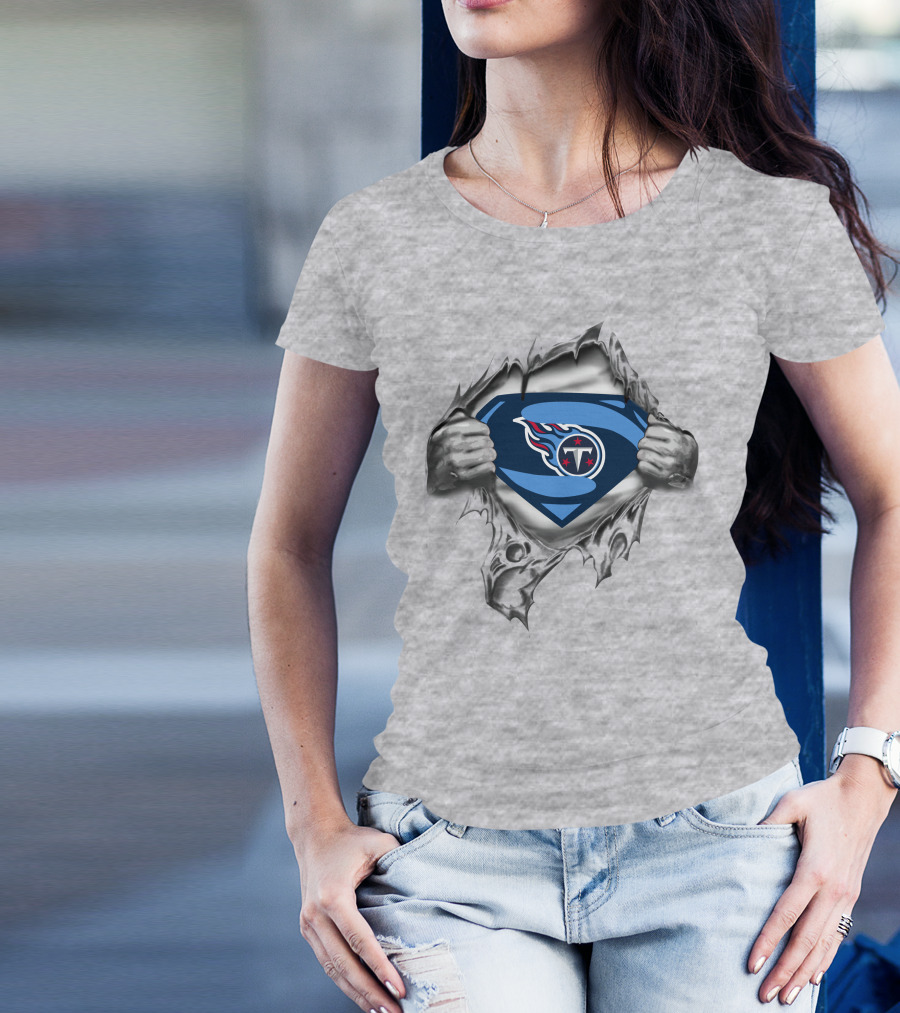Tennessee Titans Super Logo Ripped Superman T-Shirt