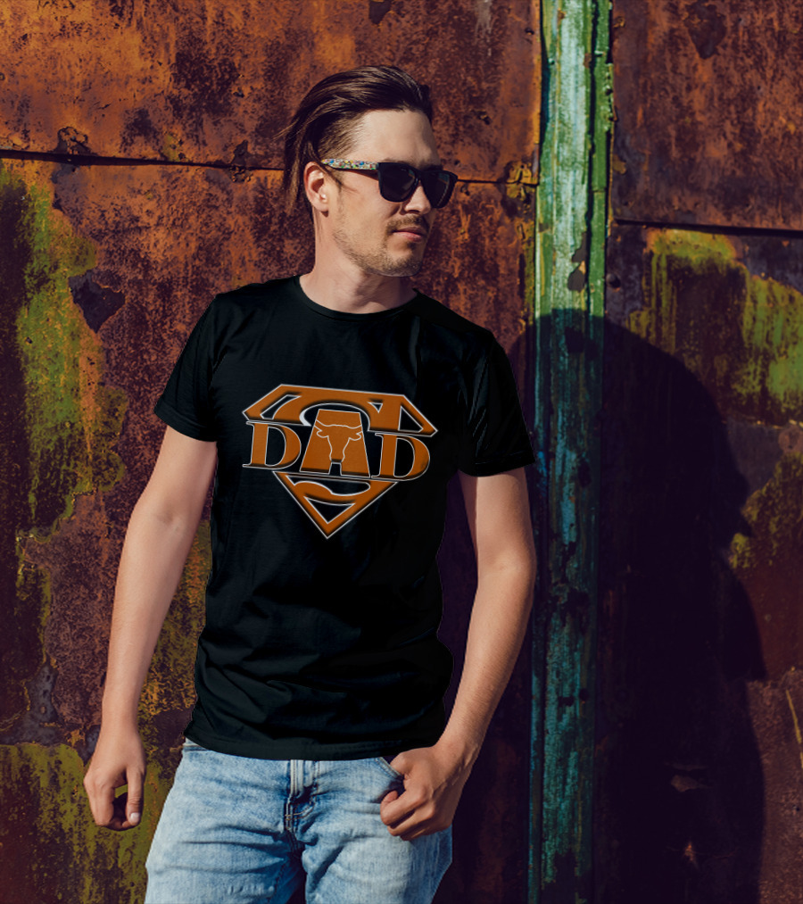 Texas Longhorn Super Dad Emblem With Iconic Superman Shield T-Shirt