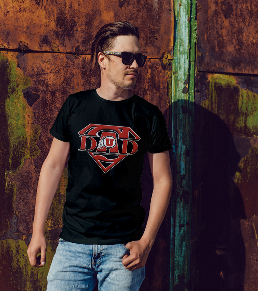 Utah Utes Super Dad Logo With Superman Style Emblem T-Shirt