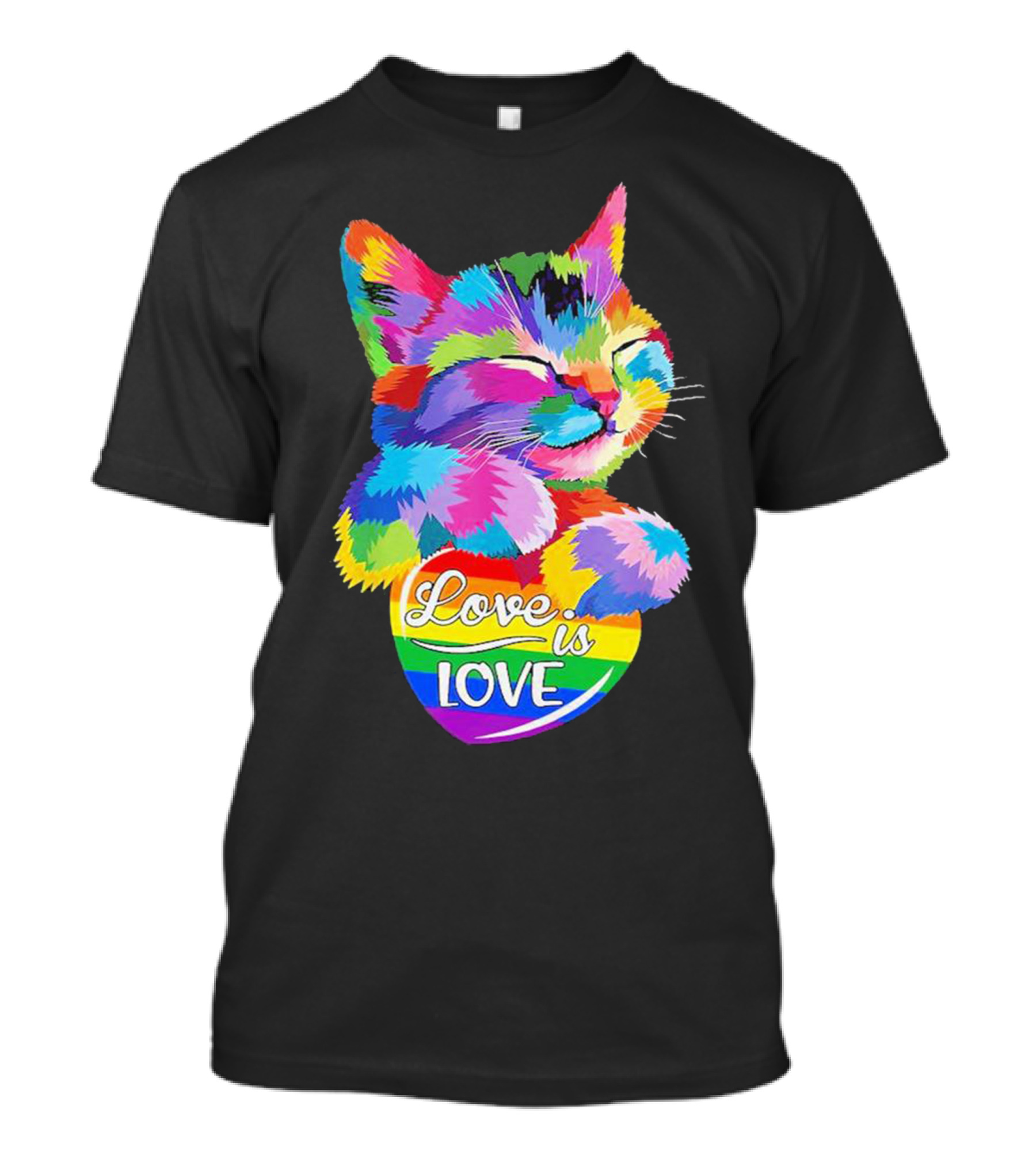 Catlove Colorful Rainbow Cat Love Is Love T-Shirt
