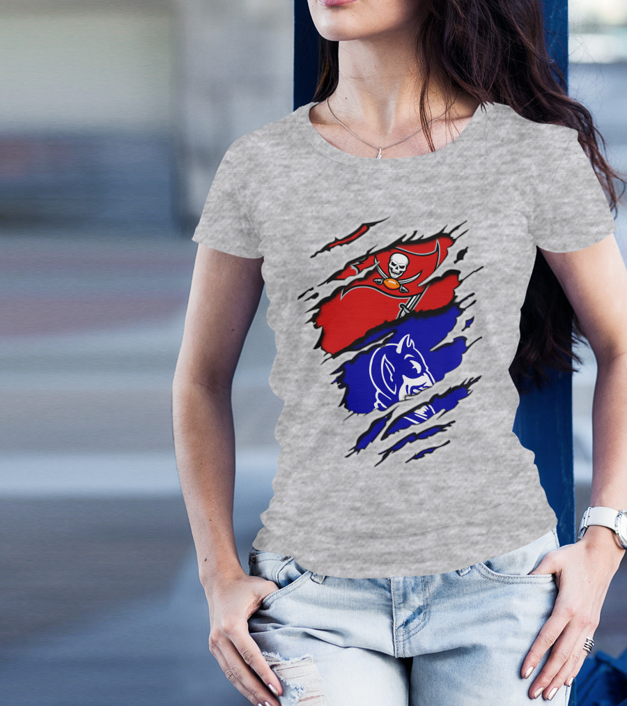 Buccaneers Duke Pirate Flag And Blue Devil Fusion T-Shirt