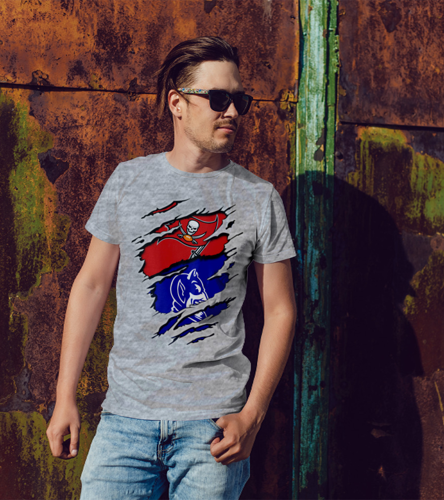 Buccaneers Duke Pirate Flag And Blue Devil Fusion T-Shirt