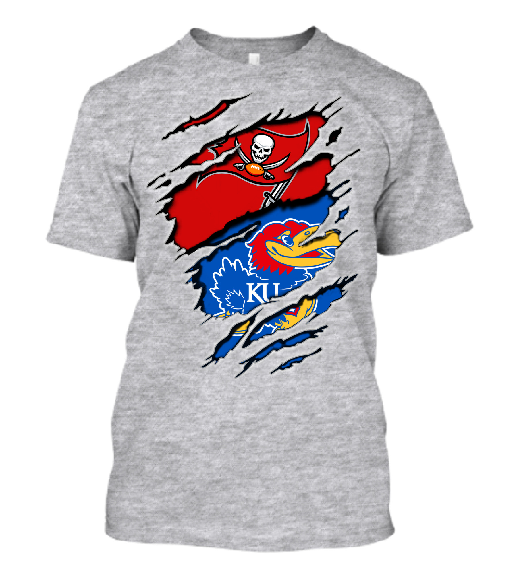 Buccaneers Jayhawks KU Rip Torn Gray T-Shirt
